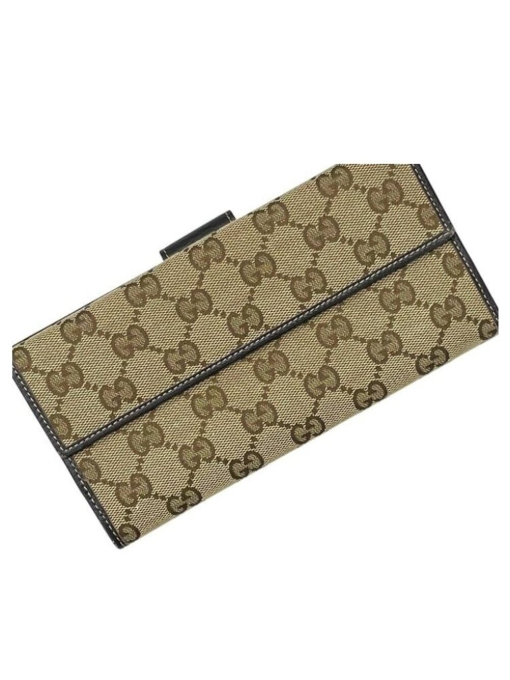 Gucci Bifold Wallet Canvas Leather Beige Brown